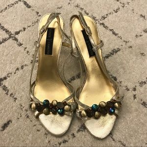 Vince Camuto brushed gold slingback heels